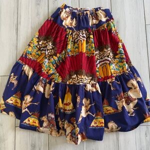 Vintage Broomhilda Native American Broomstick A- Line Skirt Cotton USA size M/L